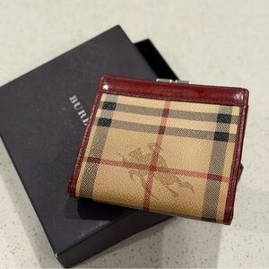 Burberry Checkered Tan and Red Wallet